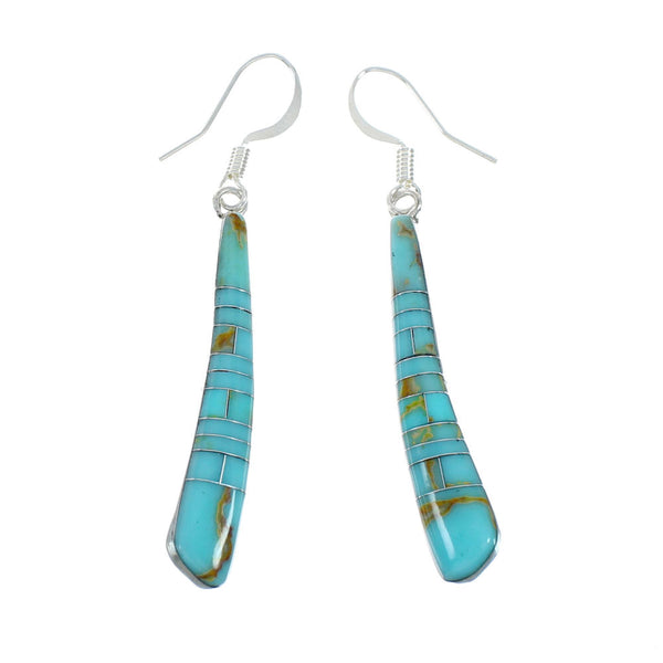 Southwestern Turquoise And Sterling Silver Hook Dangle Earrings TX10280